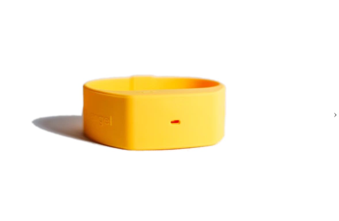 Safe Band personal alarm wristband — yellow medical-grade silicone
